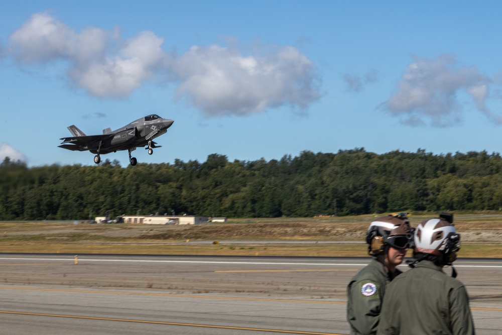 U.S. Marines conduct flight operations in Marine Corps F-35B Lightning II