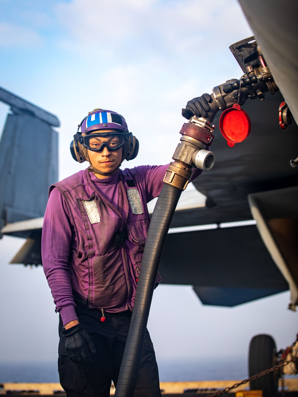 USS Gerald R. Ford (CVN 78) Sailor Fuels Jet