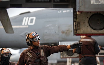 Strike Fighter Squadron 37 Sailors Conduct Jet Start-Up
