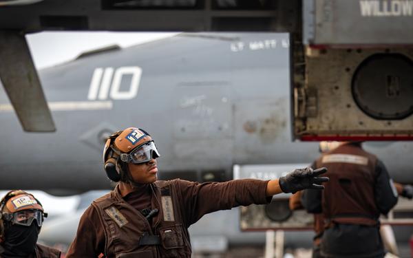 Strike Fighter Squadron 37 Sailors Conduct Jet Start-Up