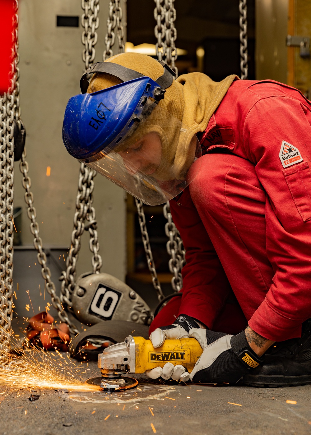 USS Gerald R. Ford (CVN 78) Sailor Conducts Maintenance