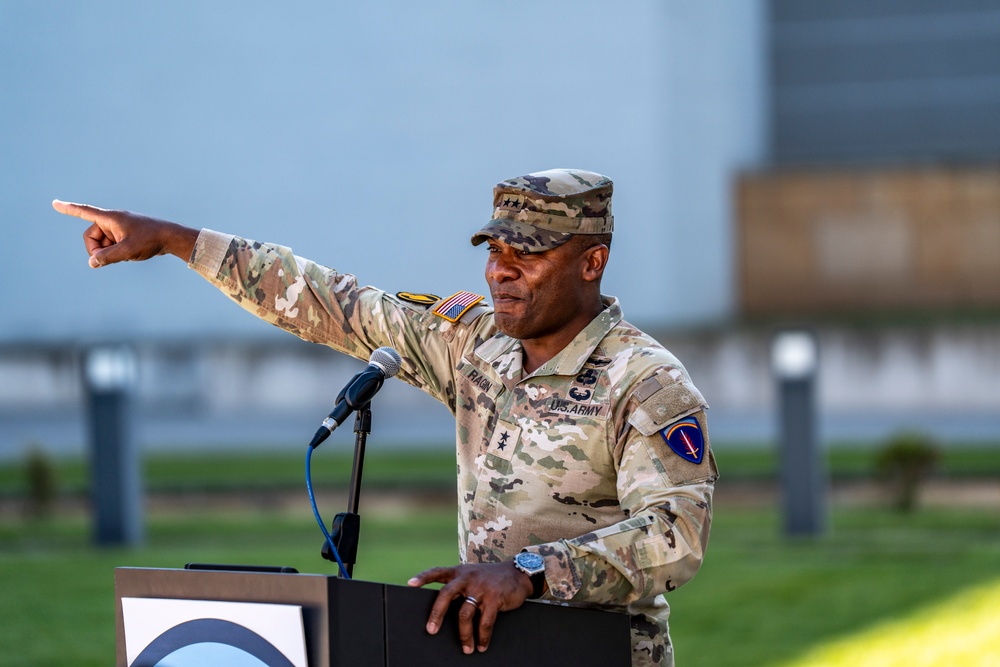 USAREUR-AF Welcomes New Leaders in Clay Kaserne Patching Ceremony