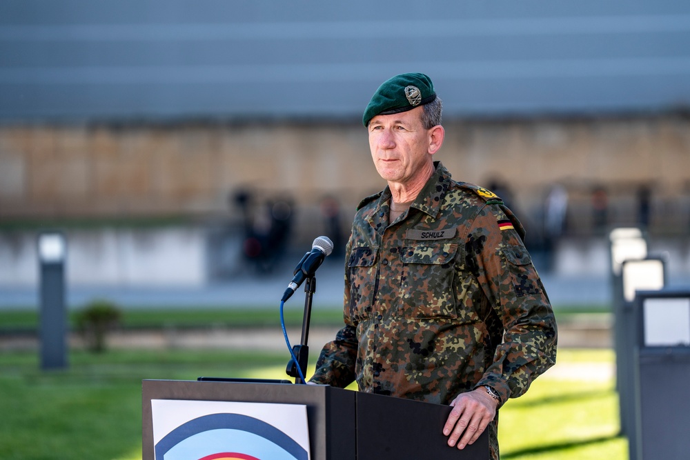USAREUR-AF Welcomes New Leaders in Clay Kaserne Patching Ceremony