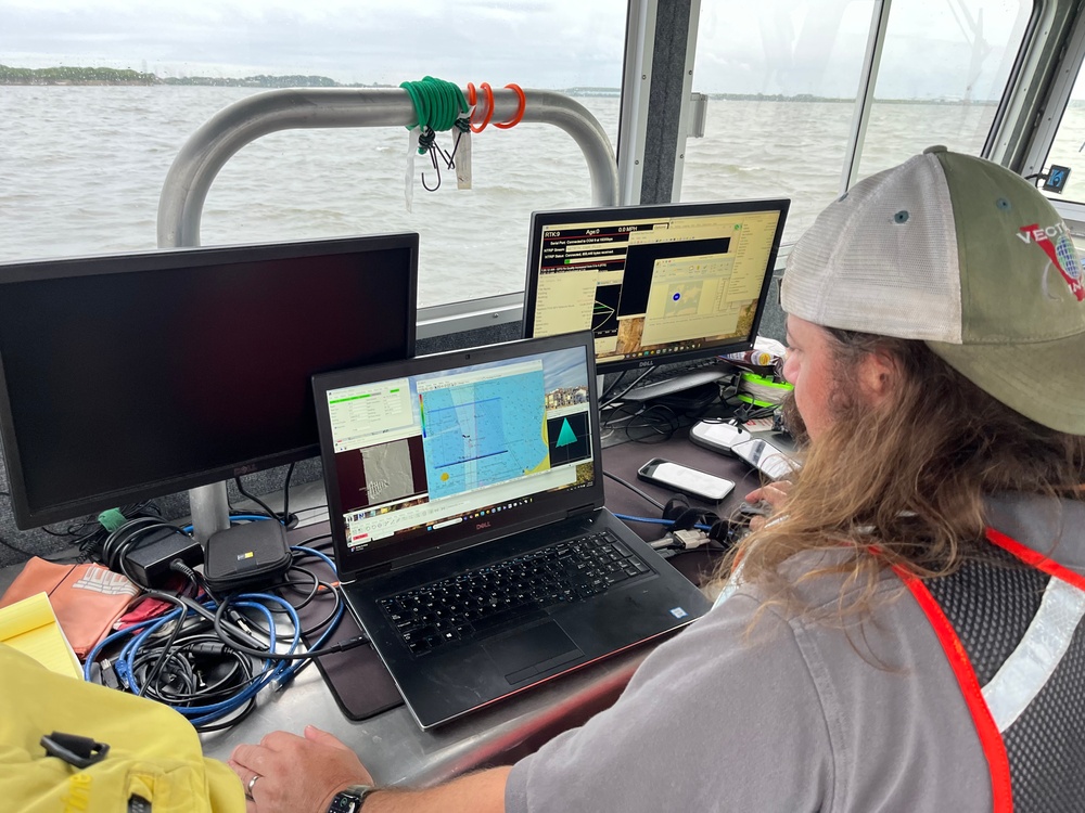 U.S. Army Corps of Engineers deploys sonar-equipped survey vessel in support of incident response following vessel explosion in Baltimore Harbor
