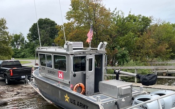 U.S. Army Corps of Engineers deploys sonar-equipped survey vessel in support of incident response following vessel explosion in Baltimore Harbor