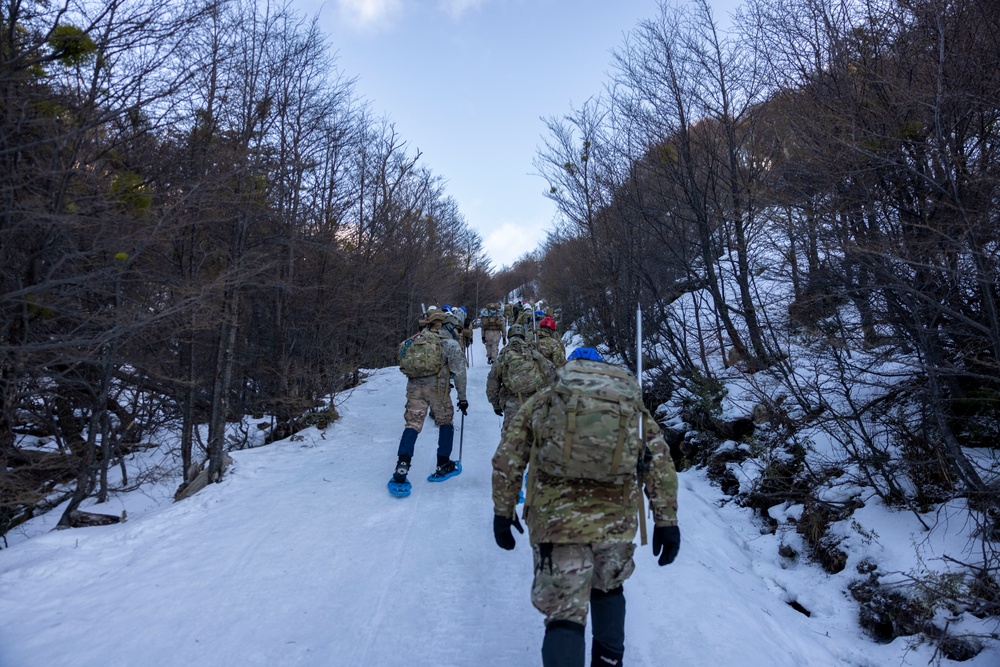 U.S. Marine Engineers conduct hike during Cold Weather Training in Argentina