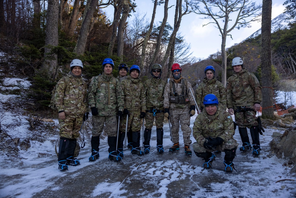 U.S. Marine Engineers conduct hike during Cold Weather Training in Argentina