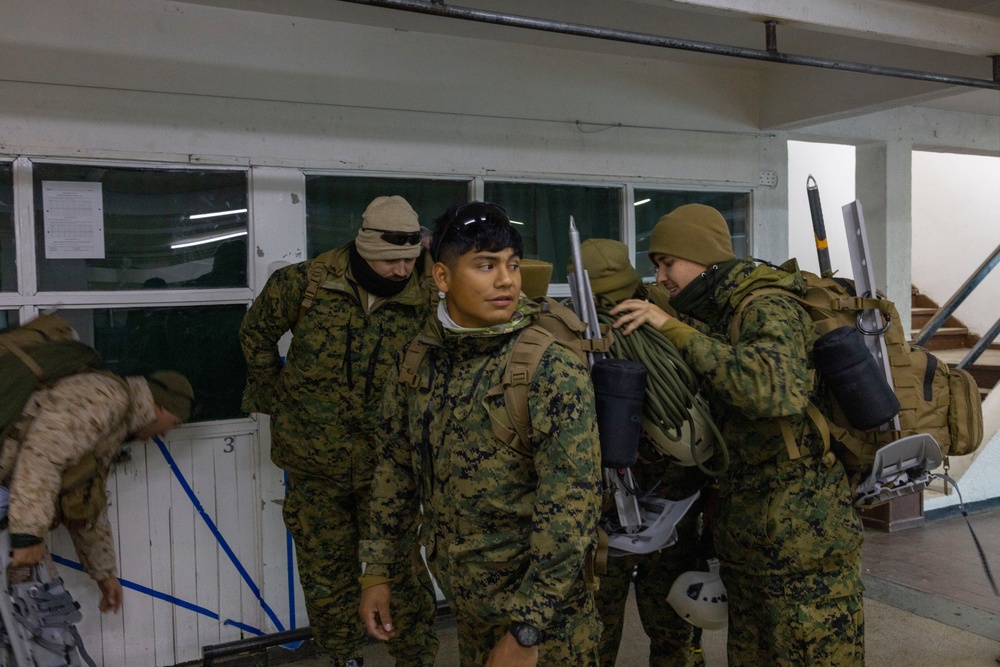 U.S. Marine Engineers conduct hike during Cold Weather Training in Argentina