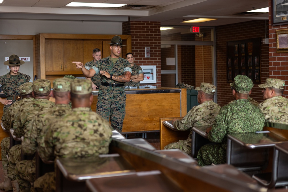 PISAJ 21 Participants and Colombian Armed Forces Sergeants Major Academy Students visit MCRD Parris Island