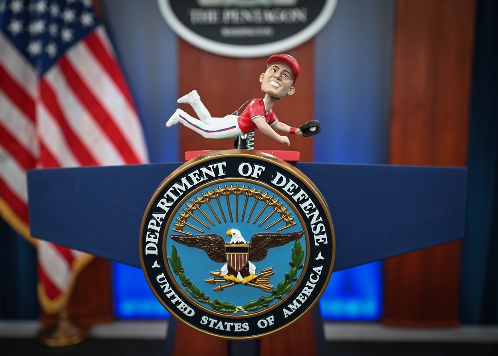 Washington National's center fielder Jacob Young visits the Pentagon