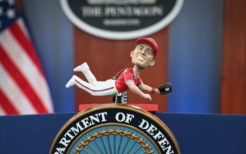 Washington National's center fielder Jacob Young visits the Pentagon