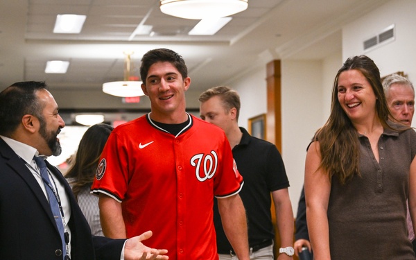 Washington National's center fielder Jacob Young visits the Pentagon