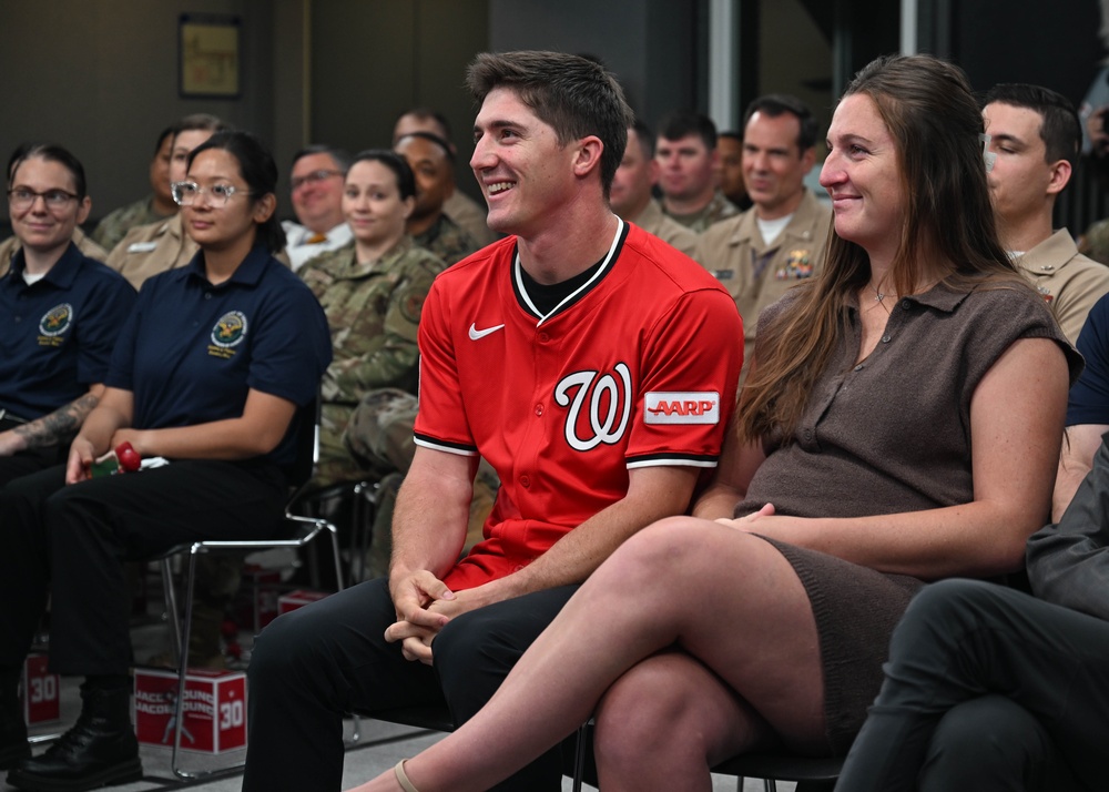 Washington National's center fielder Jacob Young visits the Pentagon