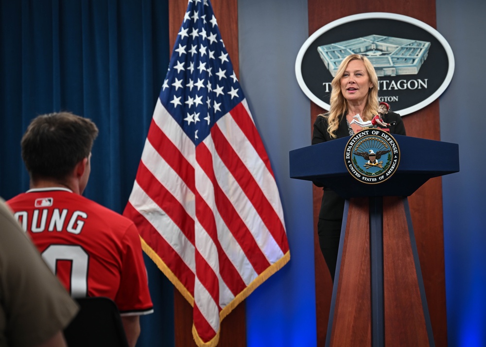 Washington National's center fielder Jacob Young visits the Pentagon