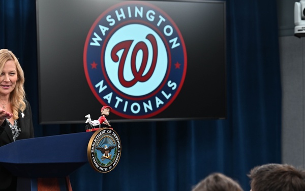 Washington National's center fielder Jacob Young visits the Pentagon