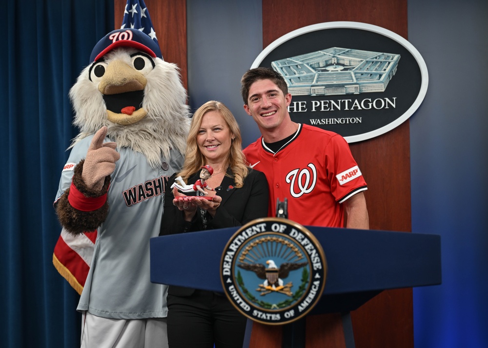Washington National's center fielder Jacob Young visits the Pentagon