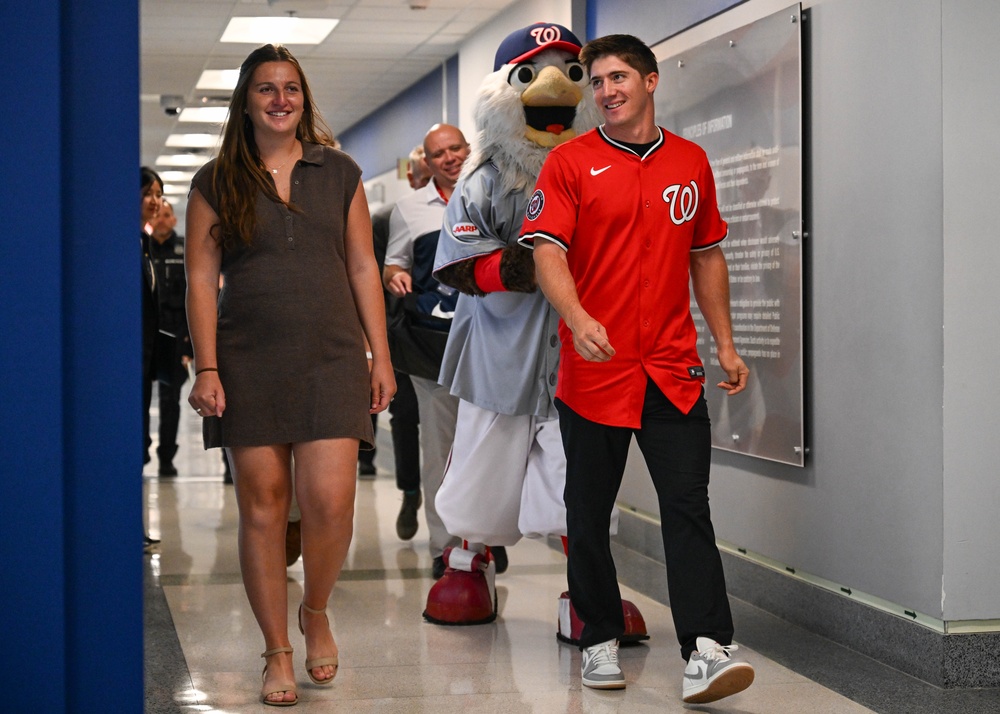 Washington National's center fielder Jacob Young visits the Pentagon