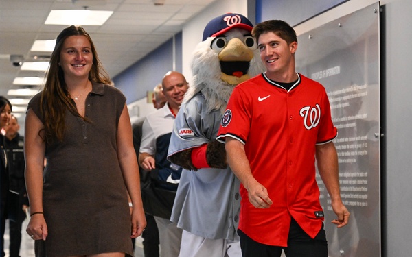 Washington National's center fielder Jacob Young visits the Pentagon
