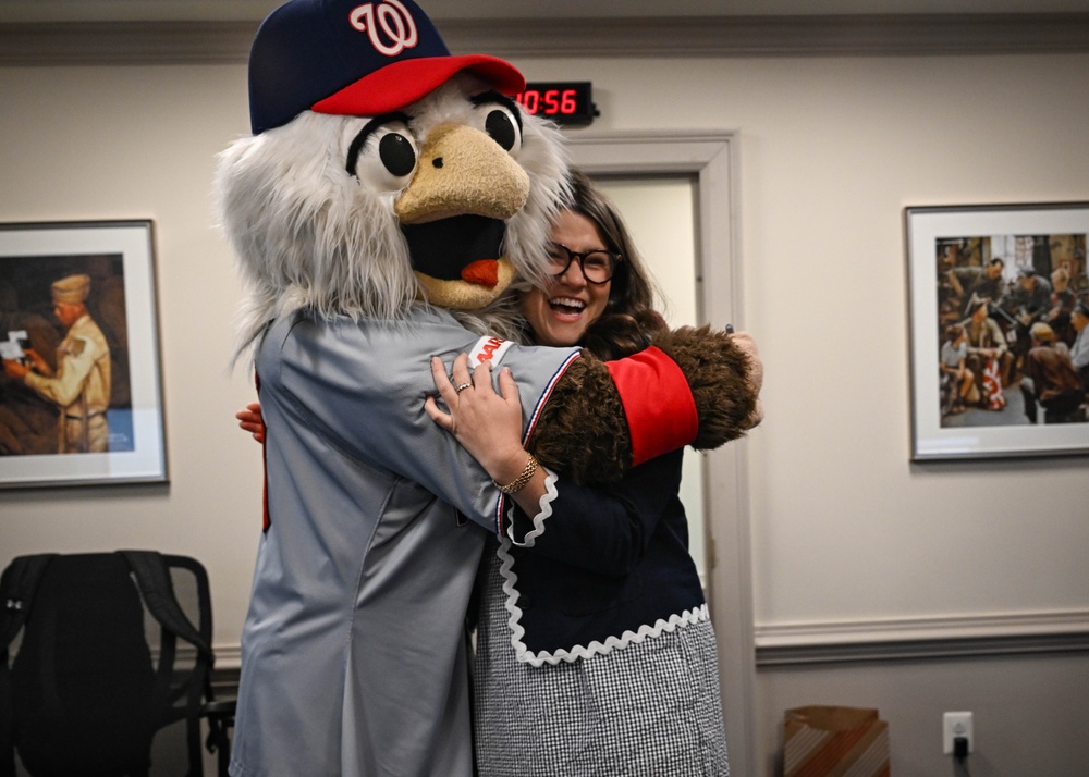 Washington National's center fielder Jacob Young visits the Pentagon