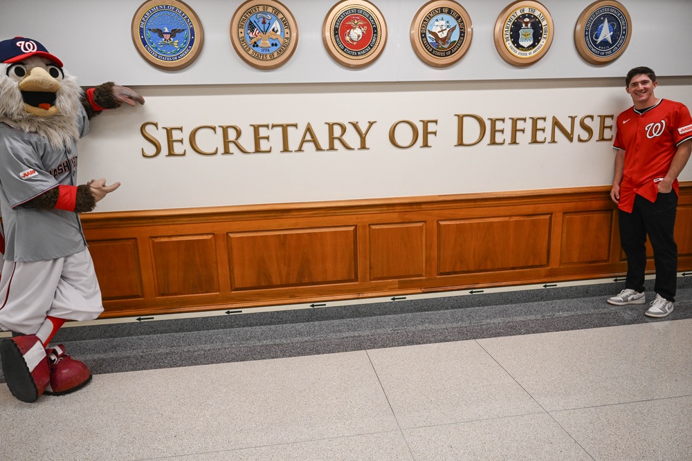 Washington National's center fielder Jacob Young visits the Pentagon