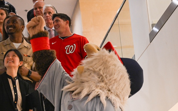 Washington National's center fielder Jacob Young visits the Pentagon