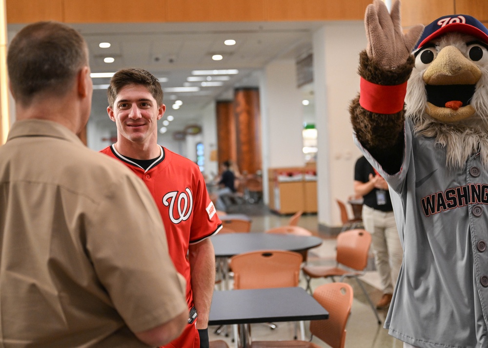 Washington National's center fielder Jacob Young visits the Pentagon
