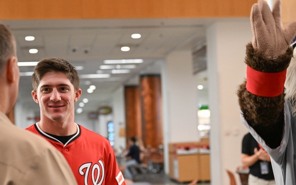 Washington National's center fielder Jacob Young visits the Pentagon
