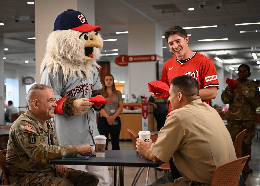 Washington National's center fielder Jacob Young visits the Pentagon