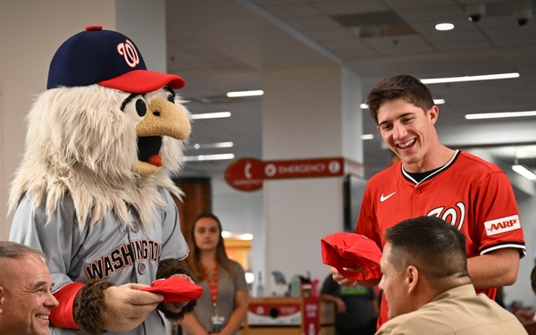 Washington National's center fielder Jacob Young visits the Pentagon