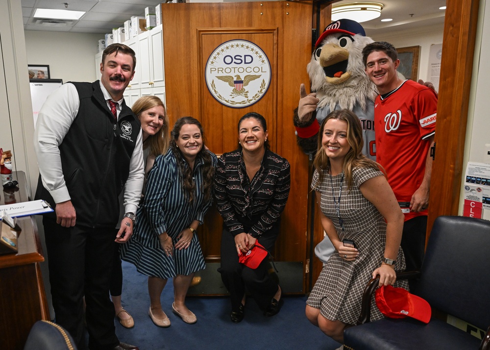 Washington National's center fielder Jacob Young visits the Pentagon