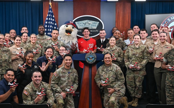 Washington National's center fielder Jacob Young visits the Pentagon