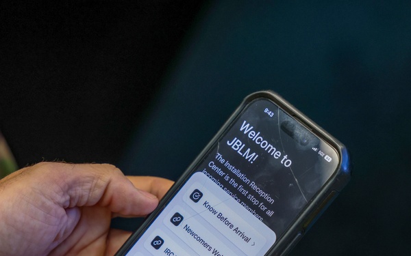 Command Sgt. Maj. Jonathan Reffeor browses the My Army Post app