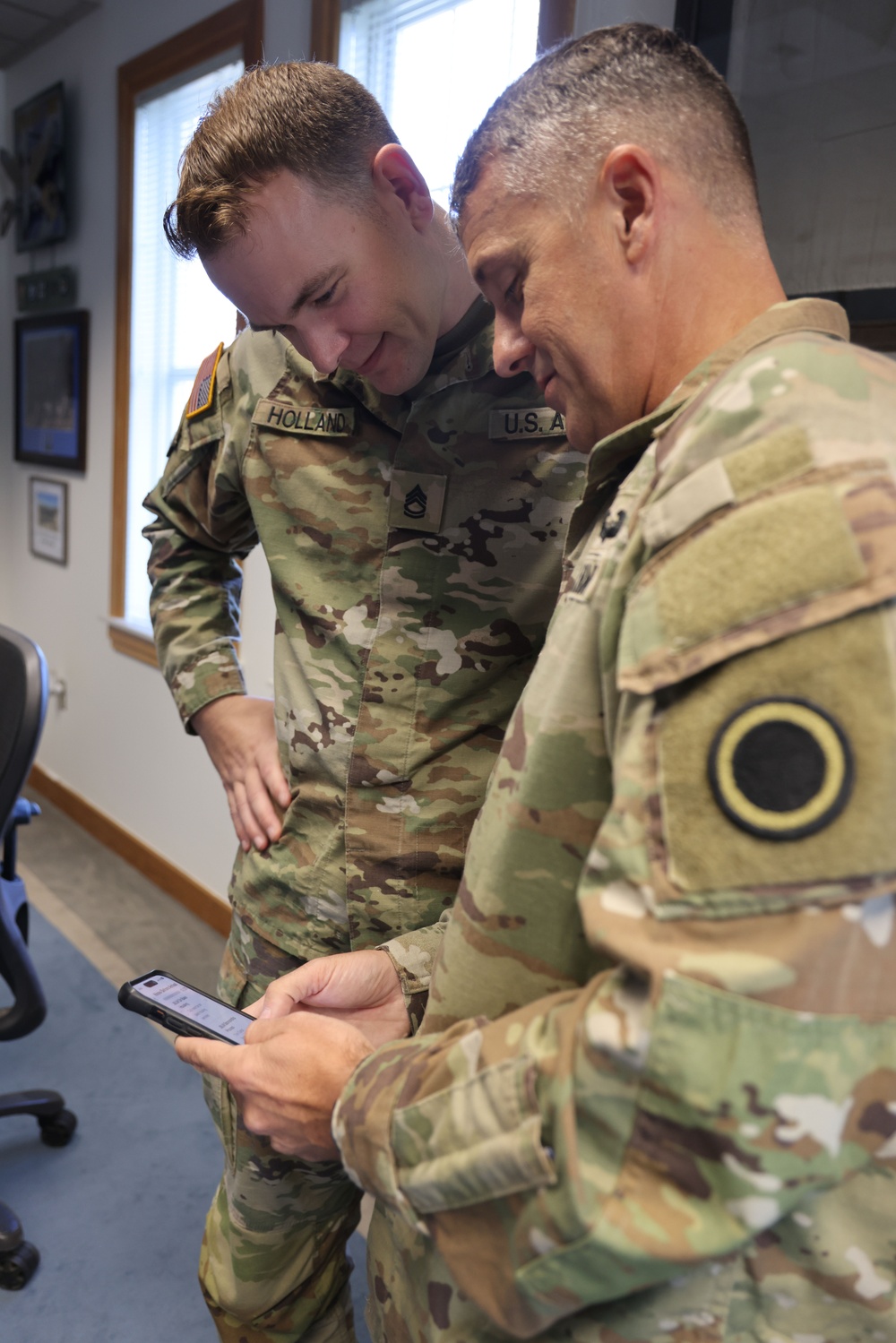 Command Sgt. Maj. Jonathan Reffeor browses the My Army Post app