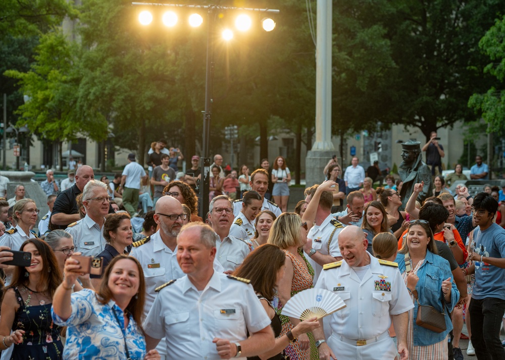 Navy Band performs at the Navy Memorial Plaza