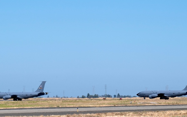 940 ARW KC-135 Formation Taxi on Flight Line