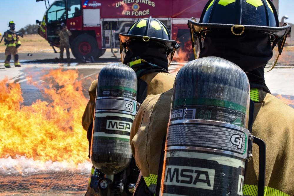 Travis AFB firefighters perform live-fire training