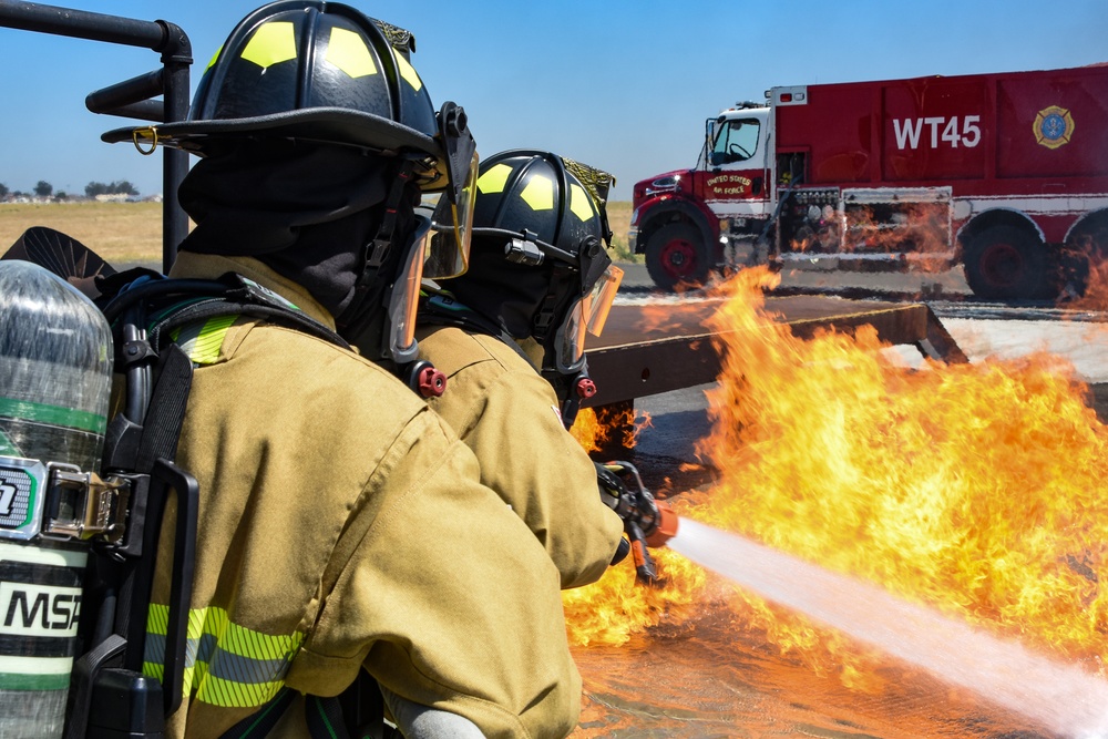 Travis AFB firefighters perform live-fire training