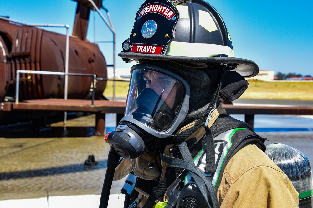 Travis AFB firefighters perform live-fire training