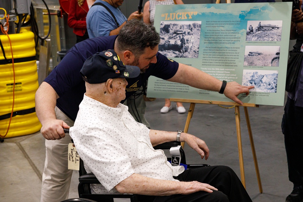 WWII Marine Corps Veteran reunited with Sherman tank