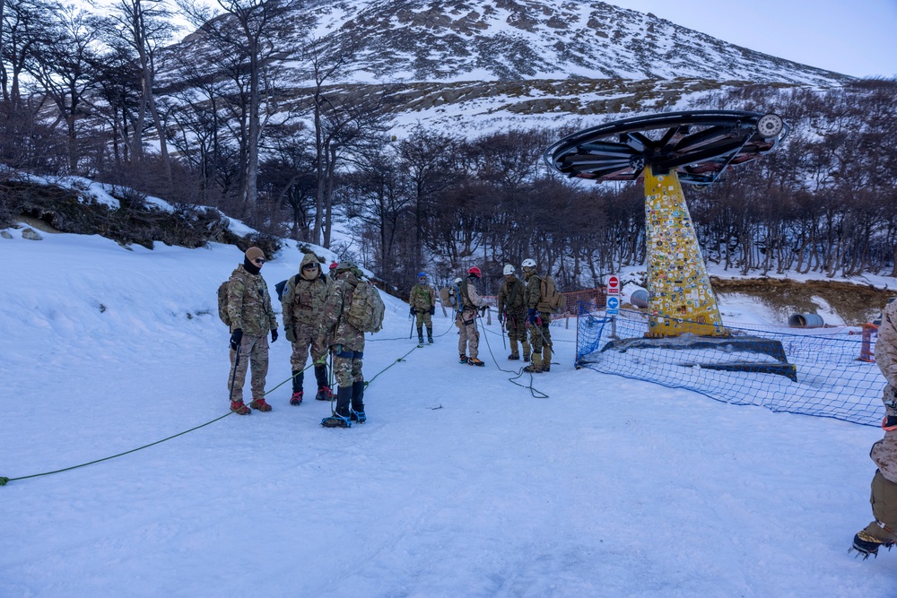 U.S. Marine Engineers conduct hike during Cold Weather Training in Argentina