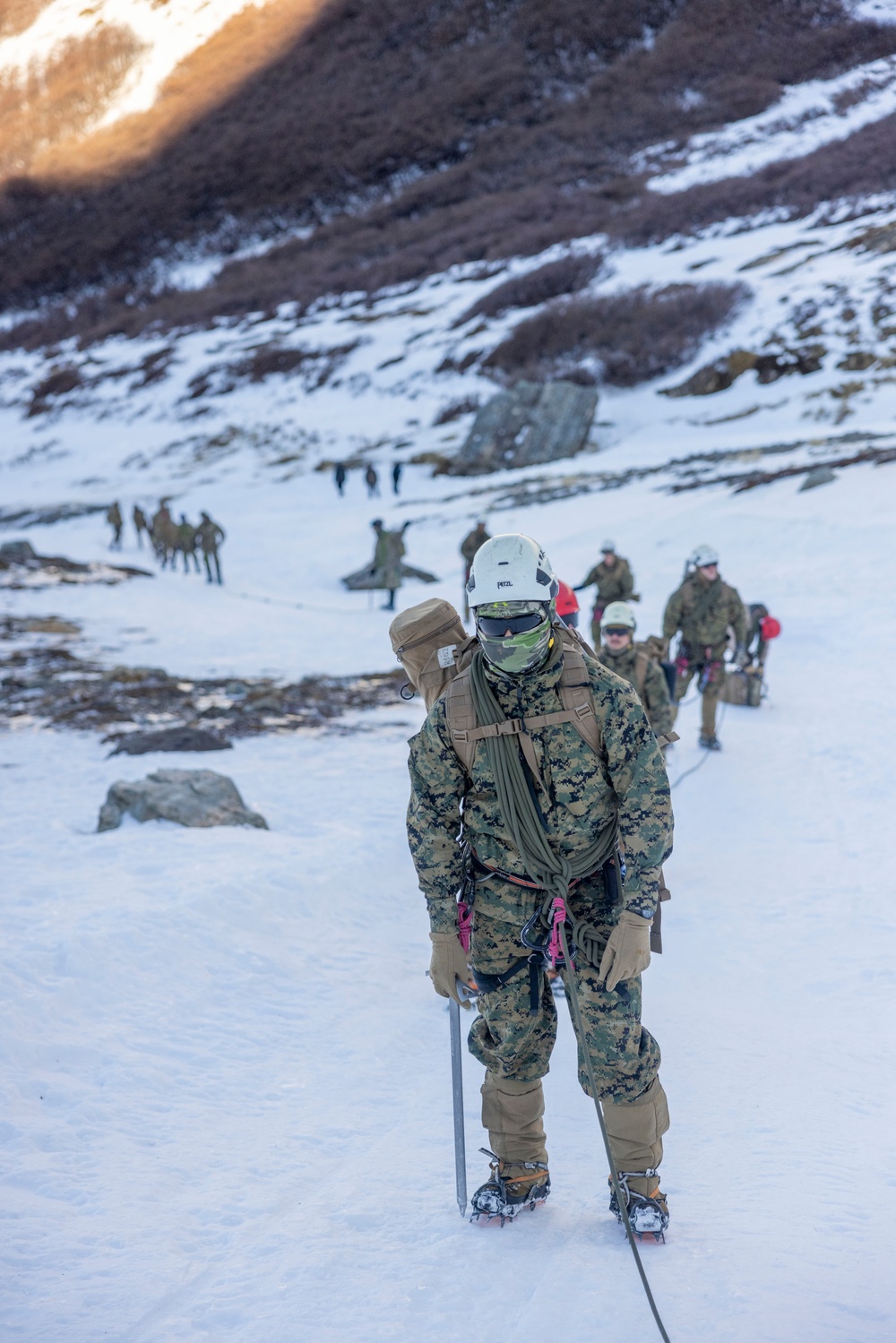 U.S. Marine Engineers conduct hike during Cold Weather Training in Argentina