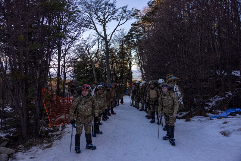 U.S. Marine Engineers conduct hike during Cold Weather Training in Argentina