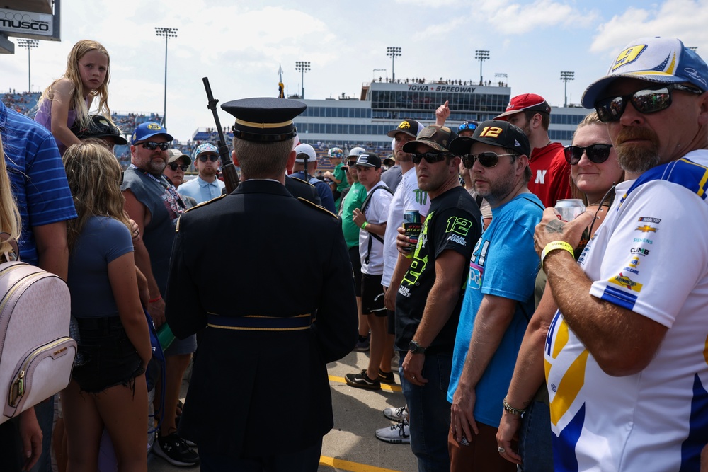 Iowa National Guard Honor Guard presents colors at Iowa Corn 350