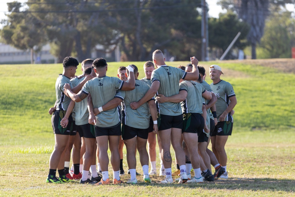 All Marine Rugby Team scrimmages with local team