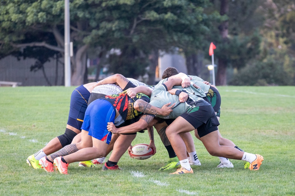 All Marine Rugby Team scrimmages with local team
