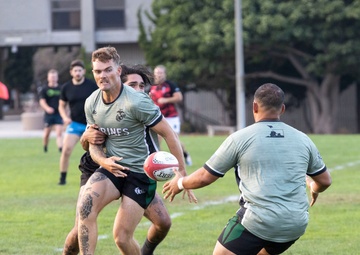All Marine Rugby Team scrimmages with local team