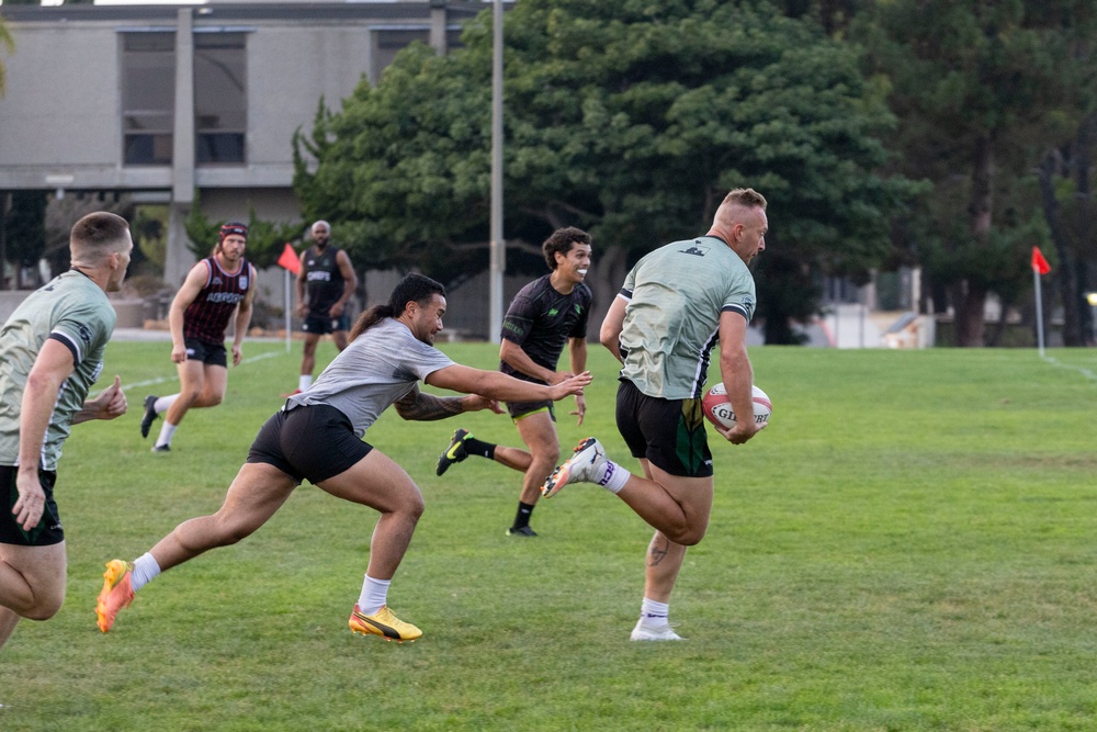 All Marine Rugby Team scrimmages with local team