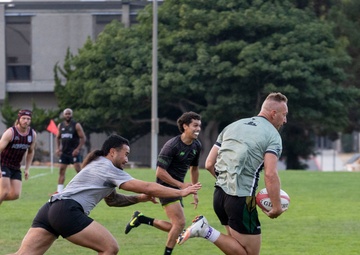 All Marine Rugby Team scrimmages with local team