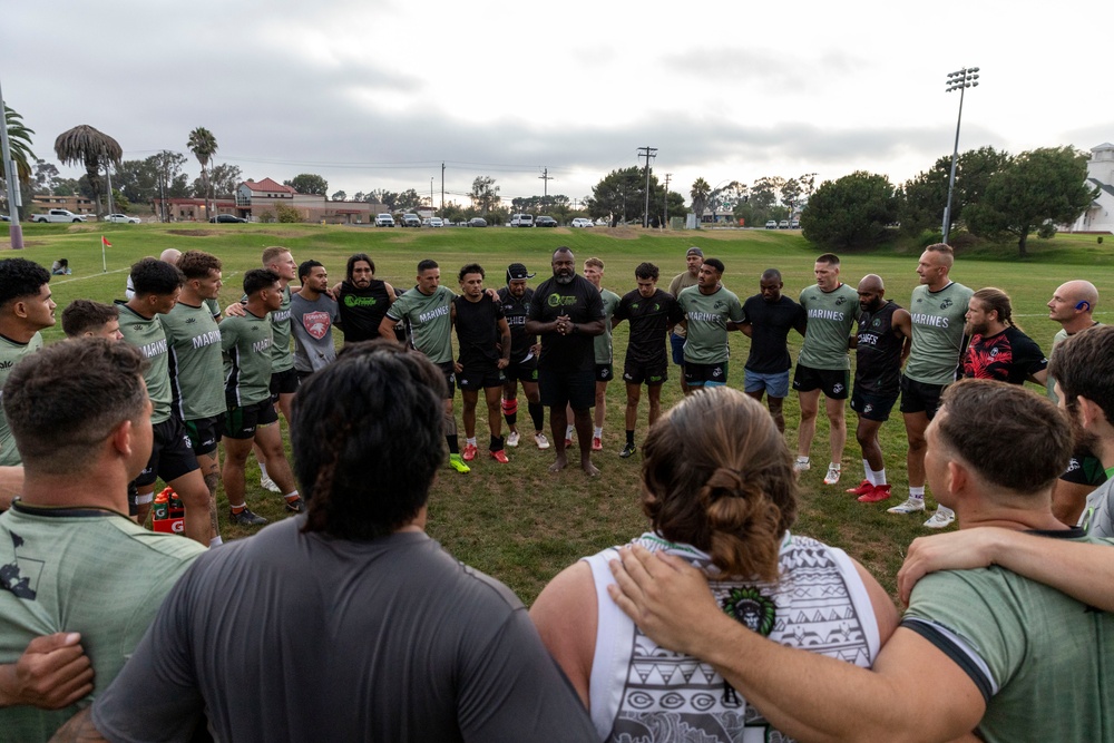 All Marine Rugby Team scrimmages with local team