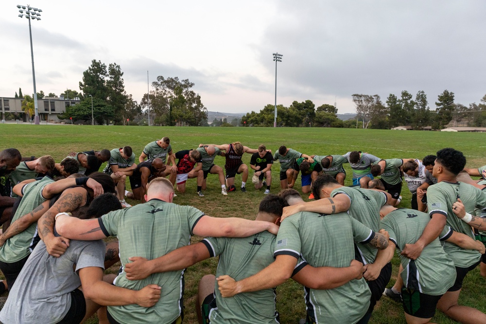 All Marine Rugby Team scrimmages with local team